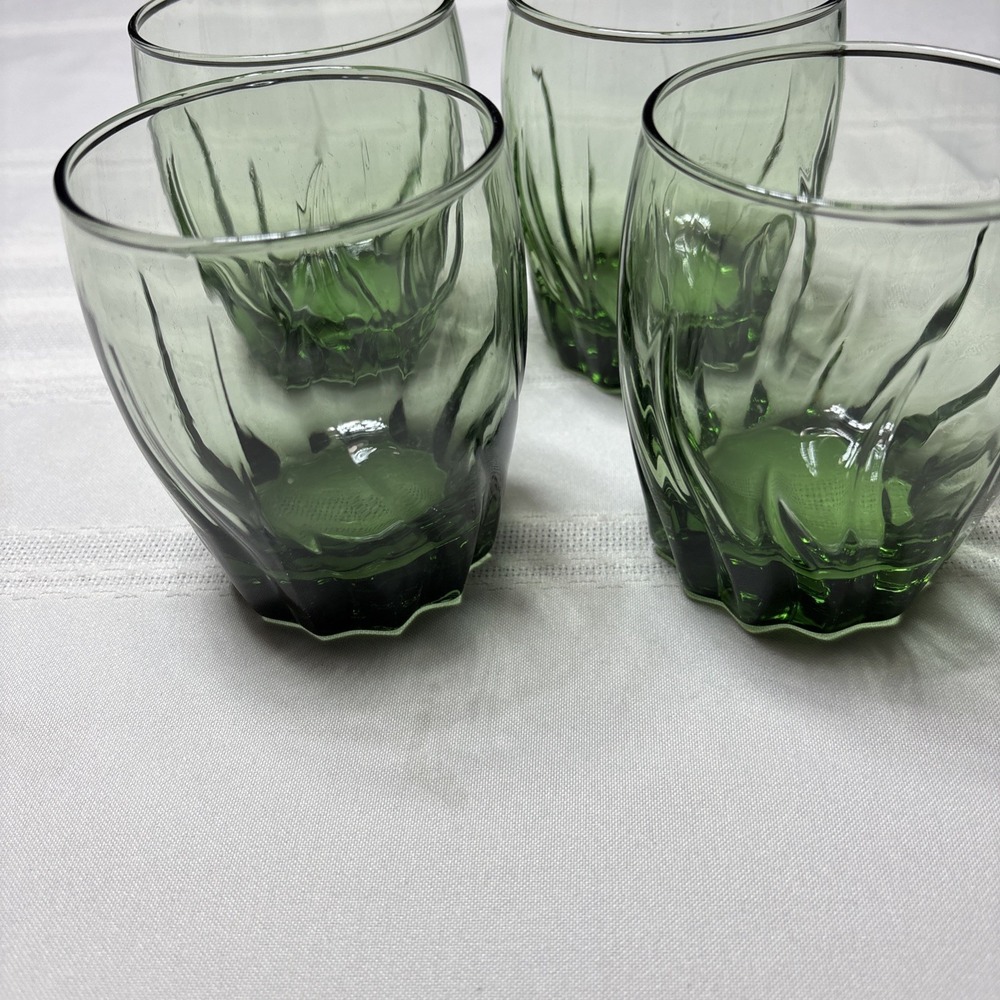 Anchor Hocking Vintage Central Park Rocks Glass, Green, Set of 4